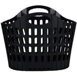 Flexibele wasmand - zwart - 25 liter - kunststof - 49 x 25 x 38 cm - opbergen - Wasmanden