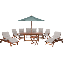 Beliani TOSCANA - Tuin dinerset met stoelen-Grijs-Acaciahout