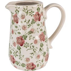 Clayre & Eef Decoratie Kan  16x11x18 cm Roze Beige Keramiek Bloemen Waterkan