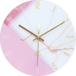LW Collection LW Collection Keukenklok Andrea wit roze 30cm - Wandklok stil uurwerk