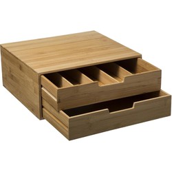 5Five Capsule houder - bamboe - dubbele lade - koffiecup kastje - Koffiecuphouders