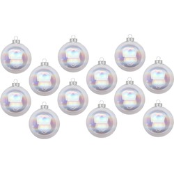 Inge Christmas Goods Kerstballen - 12x st - transparant parelmoer - D8 cm - glas - Kerstbal