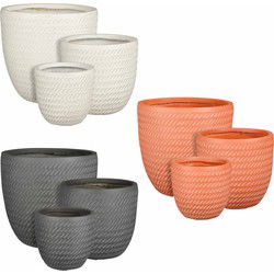 Mica Decorations Bloempot Corda - 37x37x36 cm - Magnesium - Off Wit,Grijs,Salmon