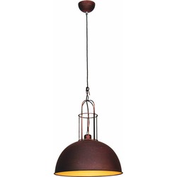Hanglamp boven eettafel vintage koper, bruin, grijs 380mm