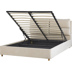 BATILLY  - Tweepersoonsbed - Lichtbeige - 140 x 200 cm - Fluweel
