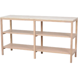 Orwel houten open kast met travertijn blad whitewash - 140 cm