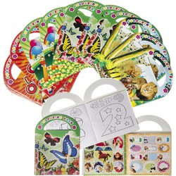 Decopatent® Uitdeelcadeaus 12 STUKS MIX Kleurboekjes met Stickers - Traktatie Uitdeelcadeautjes voor kinderen - Klein Speelgoed