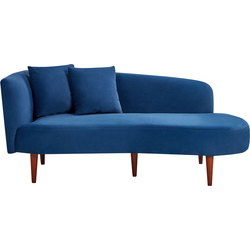 Beliani CHAUMONT - Chaise longue-Blauw-Fluweel