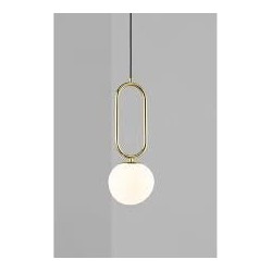 Hanglamp Deens Design wit opaal/messing 15W hoogte 51,5cm