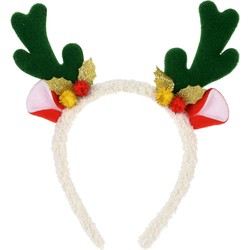 Christmas Decoration kerst haarband - rendier gewei - groen - polyester - Verkleedattributen