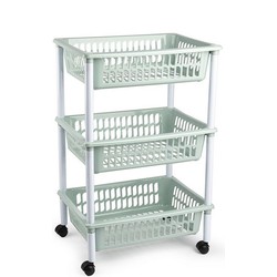 Opberg organiser trolleys/roltafels met 3 manden 62 cm in het mintgroen - Opberg trolley