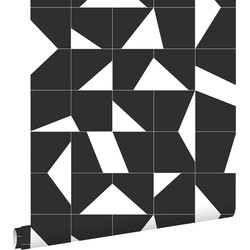 ESTAhome behang tegelmotief zwart wit - 0,53 x 10,05 m - 139087