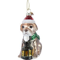 Hond glas l8.6b11.5h6 cm multi kerst