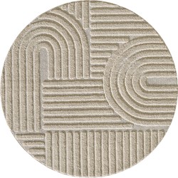 Tapijtenloods Japandi ART - Rond Vloerkleed Boho - Scandinavisch - Laagpolig Effen - Beige- 200 CM ROND