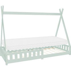 Kinderbed Tipi 90x200 cm mint gemaakt van grenenhout incl. matras H-10cm uitvalbescherming en lattenbodem ML design
