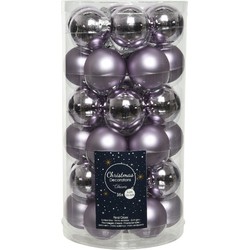 36x Lila paarse kleine glazen kerstballen 4 cm mat en glans - Kerstbal