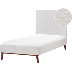 BAYONNE - Eenpersoonsbed - Gebroken wit - 90 x 200 cm - Fluweel