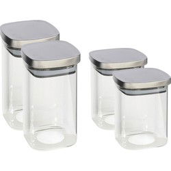 Set van 4x keuken voedsel opslag voorraadpotten glas in 2 formaten - Voorraadpot