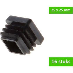 Insteekdop 25x25mm zwt 16st