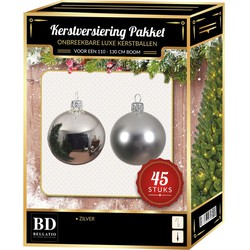 Zilveren kerstballen pakket 45-delig voor 120 cm boom - Kerstbal