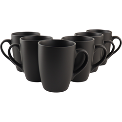 OTIX Koffiekopjes - met Oor - Set van 6 - Koffietassen - Koffiemokken - Mat - Zwart - 340ml