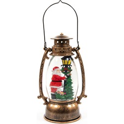 Lantern With Santa In Glitter Lighted Water Led Warm Wh