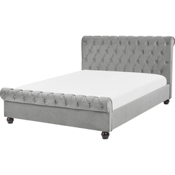 AVALLON  - Tweepersoonsbed - Lichtgrijs - 140 x 200 cm - Fluweel