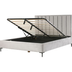 SEZANNE  - Bed met opbergruimte - Lichtgrijs - 180 x 200 cm - Fluweel