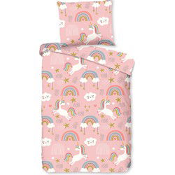 Goodmorning Unicorn Peuter Dekbedovertrek Roze-Junior (120 x 150 cm)