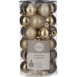 60x Kleine kunststof kerstballen goud 3 cm - Kerstbal