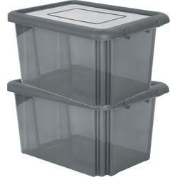 EDA Opbergbox 55L - 4x - grijs - stapelbaar - L58 x B44 x H31 cm - Opbergbox