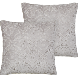 GLORIOSA - Sierkussen set van 2 - Lichtgrijs - 45 x 45 cm - Fluweel