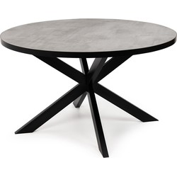 Stalux Ronde eettafel 'Daan' 120cm, kleur zwart / beton