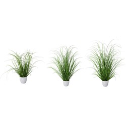 Kopu® set 3 stuks kunstplanten Grasplant 40/50/60 cm in Witte Sierpot