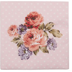 Clayre & Eef Servetten Papier Set van 20  33x33 cm (20) Roze Papier Bloemen Servetten Papieren