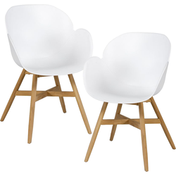 Exotan Tulip Tuin Fauteuil - Teak/Propyleen - Wit - Set van 2