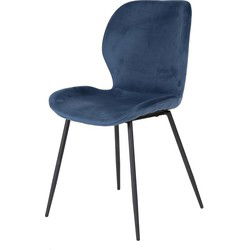 Eetkamerstoel Velvet Blauw - Zithoogte 45cm - Giga Meubel - Set van 4