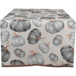 Clayre & Eef Tafelloper 50x140 cm Grijs Katoen Pompoen