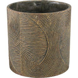 PTMD Bloempot Erich - 40x40x40 cm - Cement - Zwart
