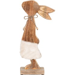 Clayre & Eef Beeld Konijn 18x6x40 cm Bruin Wit Hout Woonaccessoires