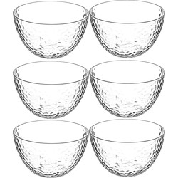 Set van 6x stuks Gourmet kommetje/serveer schaaltjes - relief kunststof - D14 cm - Saladeschalen