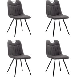 Eetkamerstoelen set van 4 - Leon - Microvezel - Antraciet