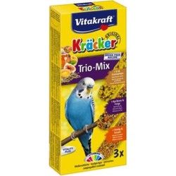 Trio Mix honing/sesam-ei/graszaad-appel/vijgkracker parkiet 3in1 - Vitakraft