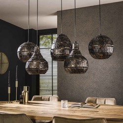 Hanglamp Metaal - Zwart/Bruin 5-Lichts - 130x30x150cm