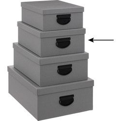 5Five Opbergdoos/box - donkergrijs - 30x24x12 cm - Stevig karton - Opbergbox