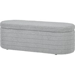 4goodz Bedbank Hocker met Opbergruimte - teddyfleece - 41x116x40 cm - lichtgrijs