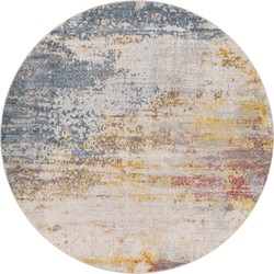 Rond Modern Abstract Tapijt VALERIE - Meerkleurig/Oranje - Ø 160 cm