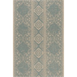 Safavieh Transitional Indoor/Outdoor Woven Area Rug, Beachhouse Collectie, BHS174, in Cream & Aqua, 122 X 183 cm