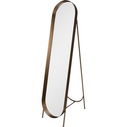 Clayre & Eef Spiegel  41x179 cm Goudkleurig Bruin Ijzer Hout Ovaal Staande spiegel