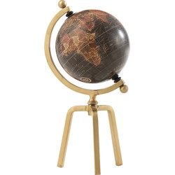 J-line - Wereldbol Tripod Ijzer/plastiek Goud/zwart Small - 20x20x39cm